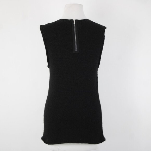 Tory Burch Sz M Black Sleeveless Open Knit Rhinestones Wool Alpaca Polyamide Top - Picture 7 of 14